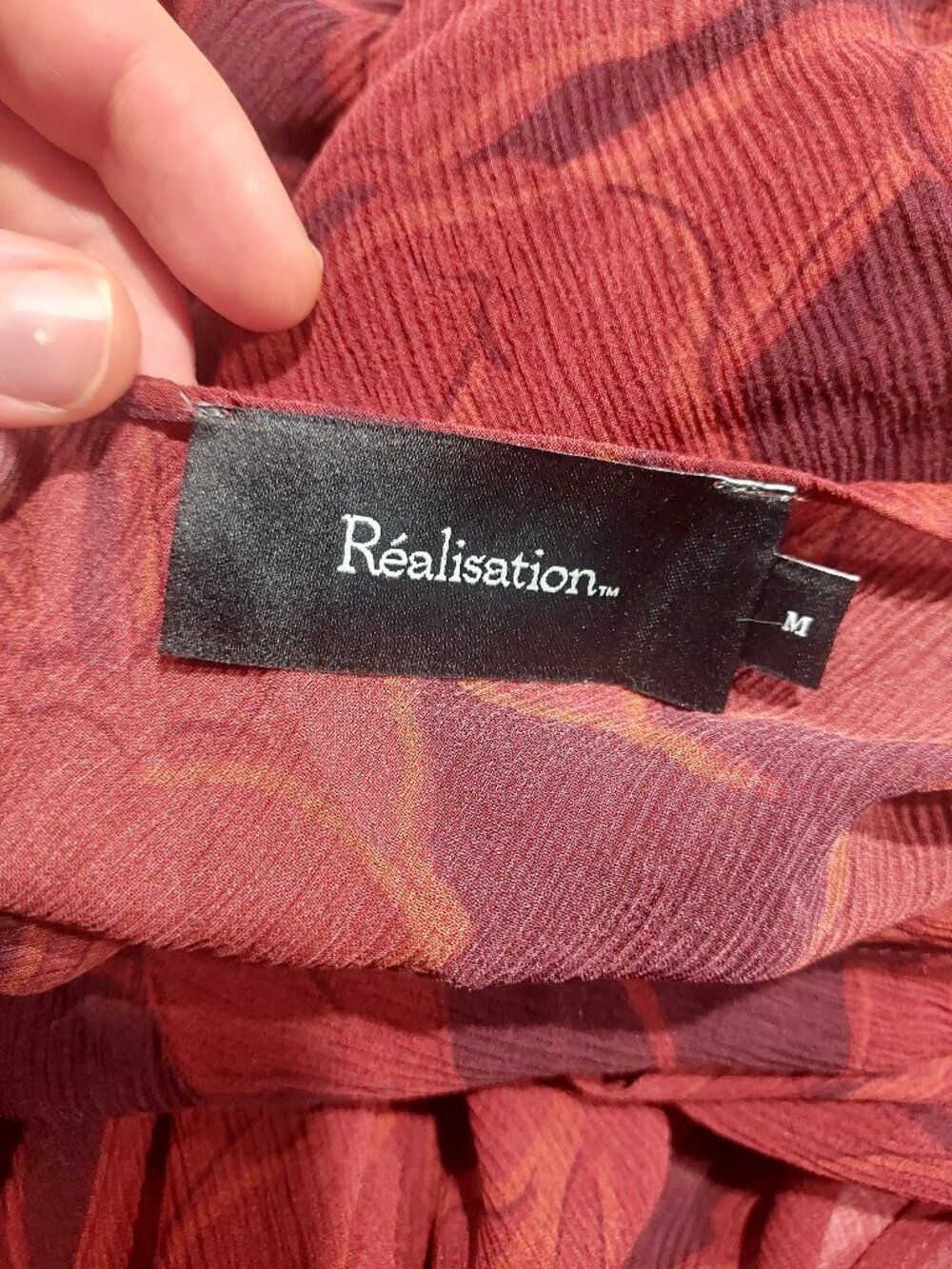 Realisation Par The Inka Calla Lily Red Maxi Long Sleeve Silk Dress - Picture 3 of 9